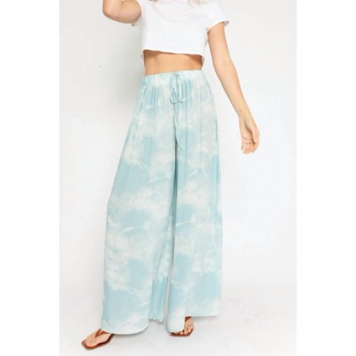 Women's WIDE LEG DRAWSTRING PANT - OLIVACEOUS