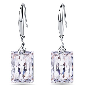 Paaaawaters 925 Sterling Silver 5A Rectangle Cubic Zirconia Dangle Earrings for Women - 1 of 4