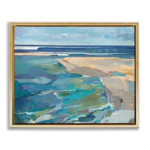 Stupell Industries Abstract Beach Tide Landscape Floating Frame Canvas Art - 1 of 4