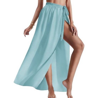 AI'MAGE Sarong Wraps for Women Long Chiffon Swimsuit Coverup Tie Sarong Sheer Floral Bathing Suit Cover Up Skirt