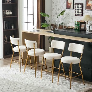 Resenkos Counter Bar Stools, Counter Stool,Set of 2 Modern Bar Stools with Gold Metal Base for Kitchen, Dining and Living Room,Beige - 1 of 4