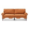 Modern Linen Chesterfield Sofa - 3-Seater with Tufted Backrest, Crystal Buttons , Copper Nailhead Trim, Solid Wood Legs - 3 of 4
