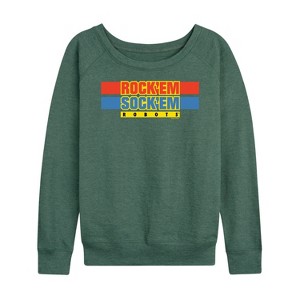 Women's - Rock 'Em Sock 'Em Robots - Rock Sock Em Logo Lightweight French Terry Wide Neck Long Sleeve Shirt - 1 of 4