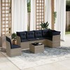 vidaXL 7 Piece Patio Sofa Set with Cushions Poly Rattan - Beige and Gray With Table - 2 of 4