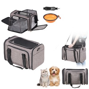 VEVOR Cat Carrier with Wheels, Airline Approved Rolling Pet Carrier with Telescopic Handle and Shoulder Strap, Dog Carrier with Wheels, Grey - 1 of 4