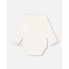 Deux par Deux Girl Organic Cotton Long Sleeve Romper Off-White Floral - 3 of 4