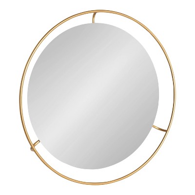 28" x 28" Quila Round Framed Decorative Wall Mirror Gold - Kate & Laurel All Things Decor