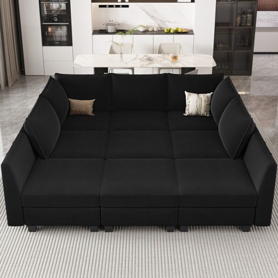Belffin 9-Piece Modular Sleeper Sectional – Tool-Free Assembly, 2700lb Capacity & Pet-Resistant Velvet