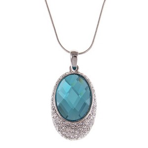 Anna-Kaci Women's Zigzag Blue Crystal Pendant Necklace, Modern Design with Adjustable Chain, Perfect for Casual and Formal Wear - Zigzag - 1 of 4