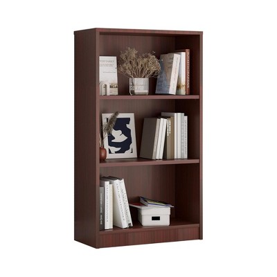 Infurnic Decorative Bookshelf, Tall Modern Wood Bookshelf with Three Shelves, for Living Room or Library Bookcase, Brown, 11.6"*24.4"*44.1"