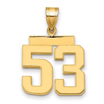Black Bow Jewelry 14k Yellow Gold, Athletic Collection Medium Polished Number 53 Pendant