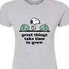 Women's - Peanuts - Great Things Take Time To Grow Fitted Graphic T-Shirt - 2 of 4
