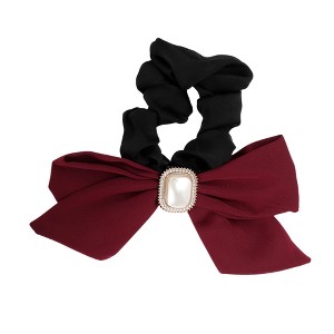 Unique Bargains Elegant Flower Pearl Ribbon Hair Elastic Band 1 Pc - 1 of 4