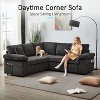 TiramisuBest 5 Seats Sectional Corduroy Sleeper Sofa with Pull Out Couch Bed, L Shape Modular Sofa with Storage Seat, USB & Cup Holders, Dark Grey - 4 of 4