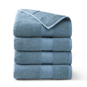 TOWN & COUNTRY EVERYDAY 4-Piece Solid Dobby Border Bath Towel Set - 1 of 4