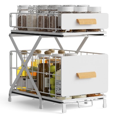Fortune Candy 2-layer Liftable Foldable Under Sink Organizer White