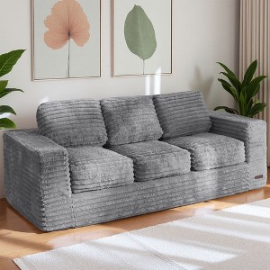 MAXYOYO 3-Seater Boneless Sofa Couch in a Box, Modern Faux Fur Sofa for Living Room, Soft High-Density Foam Couch with Pillows - 1 of 4