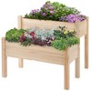 Outsunny 34"x34"x28" Raised Garden Bed 2-Tier Wooden Planter Box for Backyard, Patio to Grow Vegetables, Herbs, and Flowers - 4 of 4