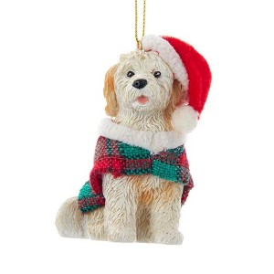 Kurt Adler Resin Ornament for Christmas Tree, Goldendoodle with Festive Accents - 1 of 1