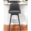 HomeRoots 30" Gray and Black Faux Leather with Solid Wood Swivel Bar Height Bar Chair - 2 of 4