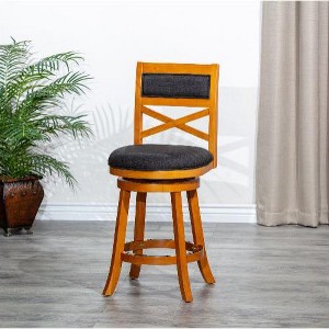 CAVINAS 24" Counter Height X-Back Chair, Swivel Stool, Bistro Chairs, Swivel Dining Chair, Fabric Seat - 1 of 4
