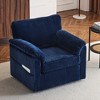 KWPZQEB 33" Oversized Swivel Lounge Chair, Corduroy Armchair with Upholstered&Pocket, Modern Comfy Single Sofa Chair for Living Room, Apartment - 2 of 4
