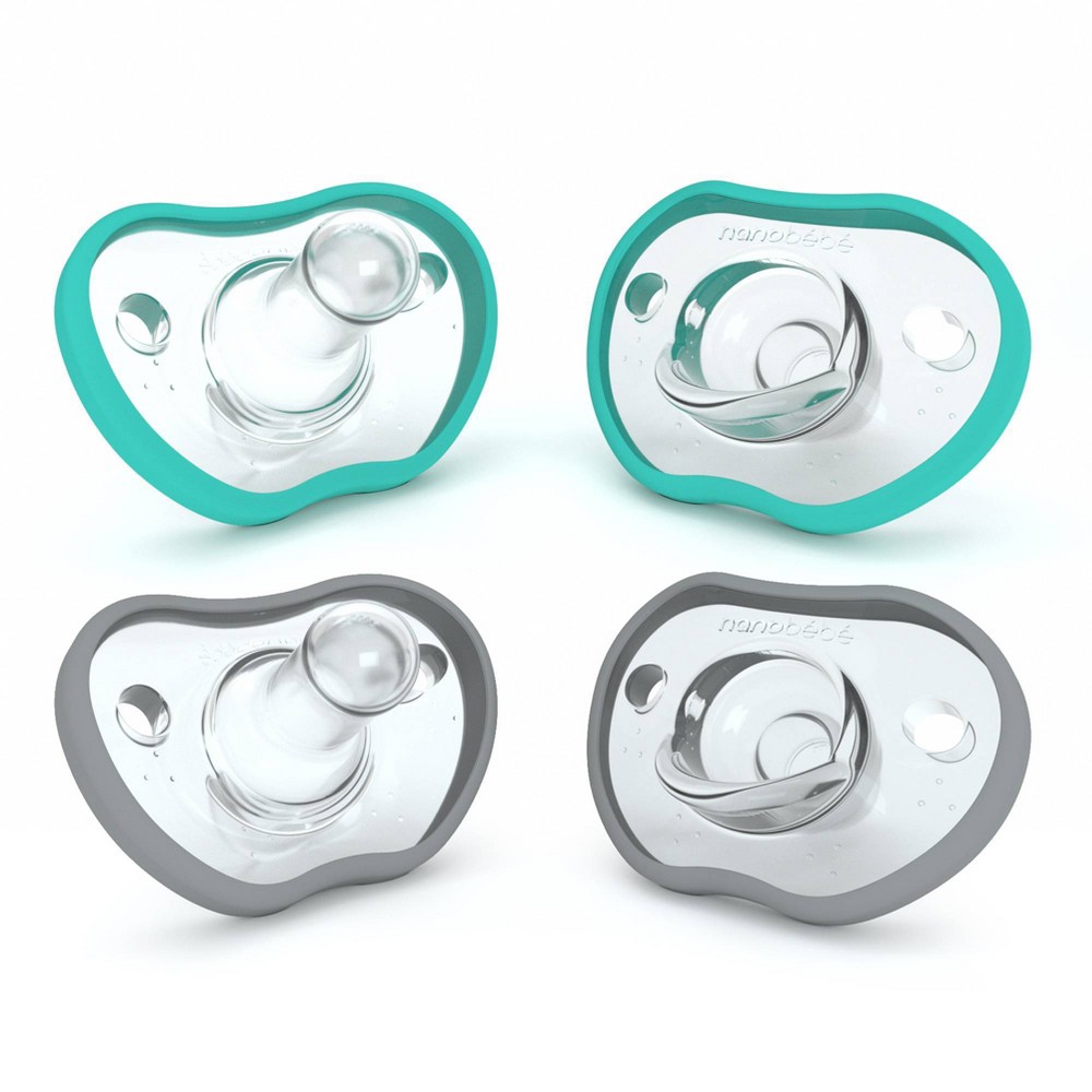 nanobebe 4pk Flexy Pacifier 3+ Months - Teal/Gray