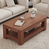 43.3" Modern Walnut Rectangle Coffee Table with Open Storage Shelf, Wood Center Table for Living Room or Office -3irtyhousy - 2 of 4