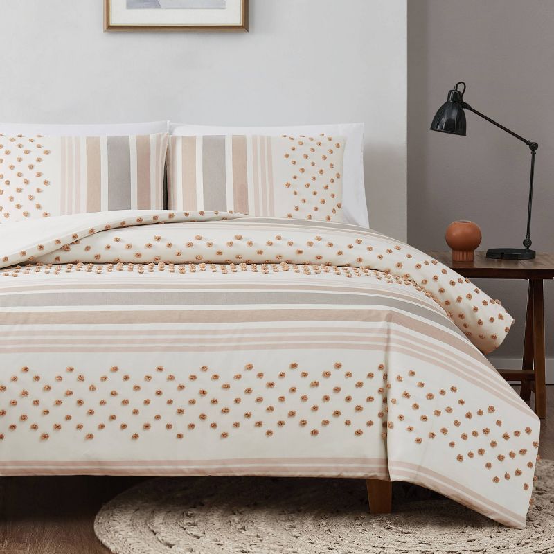 3pc Full/Queen Mia Tufted Texture Neutral Comforter Set Tan - Brooklyn Loom, 5 of 6