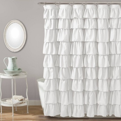 Ruffle Shower Curtain White - Lush Décor