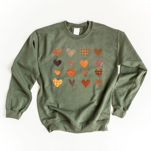 Simply Sage Market Women's Graphic Sweatshirt Fall Plaid Hearts - 1 of 2