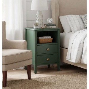 PAGED Wooden Nightstand with 2 Drawers and Open Shelf, Modern Side Table, Bedside Storage Cabinet for Bedroom, Living Room - 1 of 4