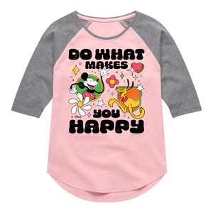 Girls' - Disney - Mickey & Friends Shirt Tail Raglan Graphic T-shirt - 1 of 3