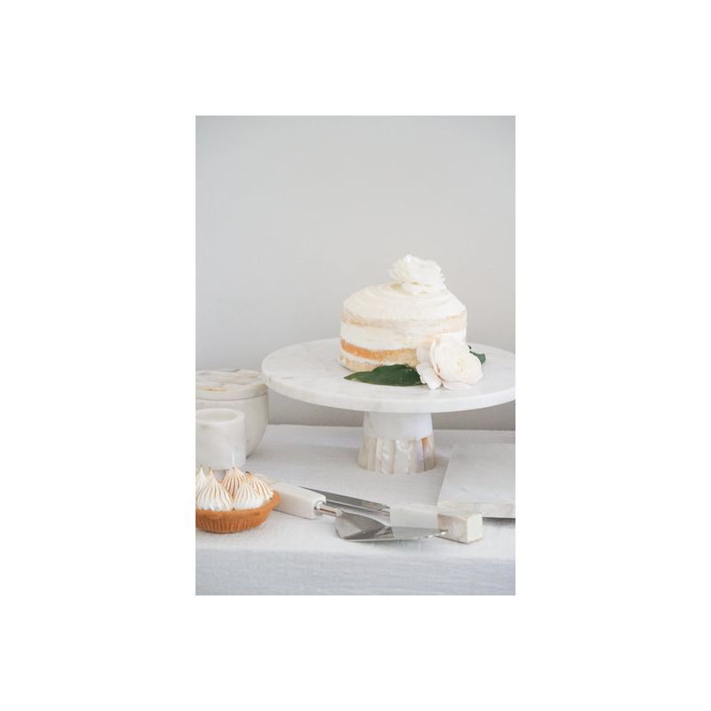 Mother of Pearl White Marble Cake Stand - Anaya, 2 of 6