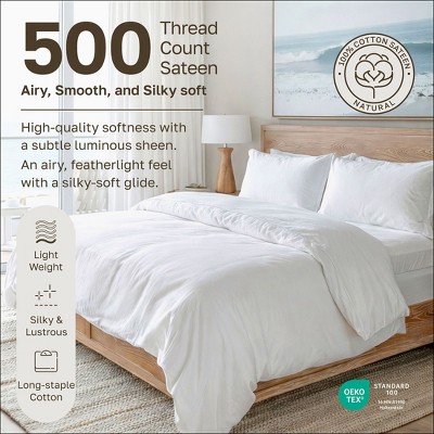 California Design Den 500-Thread-Count Twin Size Sheet Set - 100% Cotton Sateen Weave, 3 Piece Grey Bed Set, Dobby Damask Stripe Comfortable Bed Sheets, Deep Pocket Fits Mattress 15 Inches - Thumbnail 2