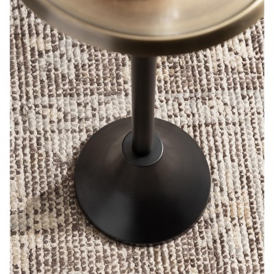 Antique Brass and Black Round Metal Drink Table