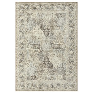 8'x10' Machine Washable Vintage Floral Living Room Rugs, Soft Non Slip Accent Large Carpet for Bedroom Dining Room, Light Taupe - 1 of 4