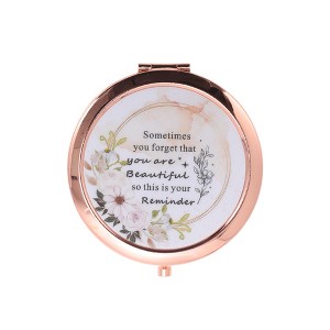 Unique Bargains Durable Makeup Mirror Rose Gold Tone 1 Pc - 1 of 4