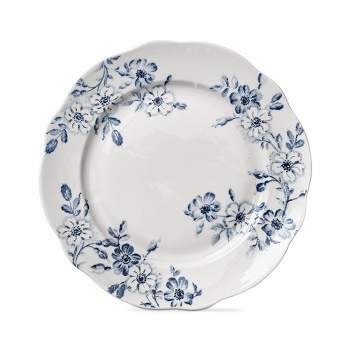 TAG Cottage Blue Floral Stoneware Scalloped Edge Salad Plate, 9 inch