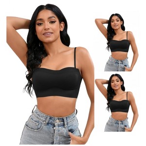 INSPIRE CHIC 3 Pcs Women's Push Up U Back Adjustable Straps Full Cup Wirefree Tube Convertible Bras - 1 of 4