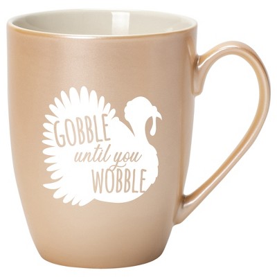 Elanze Designs Gobble Until You Wobble Pearlescent Sand 10 ounce New Bone China Coffee Cup Mug