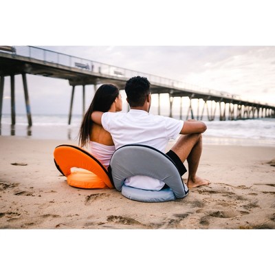 Gray Portable Reclining Polyester Floor Chair with Steel Frame