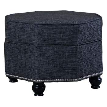 Tufted Storage Ottoman with Legs - Blue - Ore International