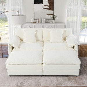 ORRD Oversized Chenille Loveseat Sofa, 2-Seater Deep Seat Cloud Couch, Modern DIY Sofa, Black - 1 of 4