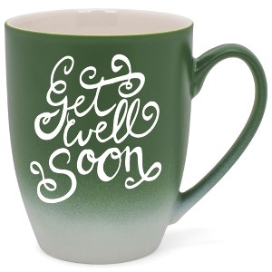 Elanze Designs Get Well Soon Two Toned Ombre Matte Green and White 12 ounce Ceramic Stoneware Coffee Cup Mug - 1 of 4