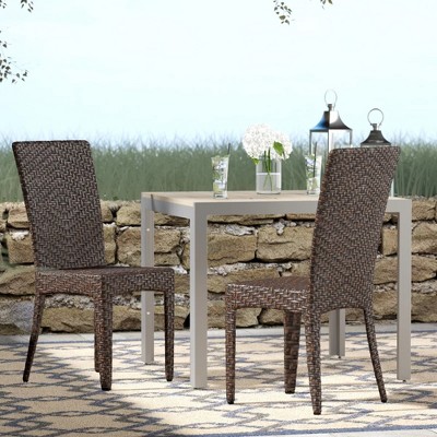 VASIP 1 Piece Patio Wicker Dining Chair, Outdoor Heavy Duty Iron Frame Rattan Chair,  All Weather Chair for Poolside, Backyard, Deck, Brown Multi