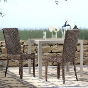 VASIP 1 Piece Patio Wicker Dining Chair, Outdoor Heavy Duty Iron Frame Rattan Chair,  All Weather Chair for Poolside, Backyard, Deck, Brown Multi - 1 of 4