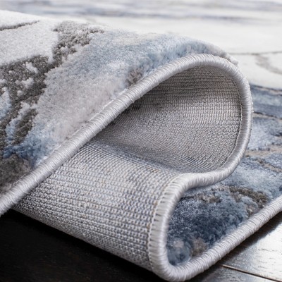 Abstract Swirls Easy-Care Synthetic Area Rug, 6'7" x 9', Grey/Blue