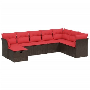 vidaXL 8 Piece Patio Sofa Set with Cushions - Brown Poly Rattan - without storage - 8 Items - 1 of 4