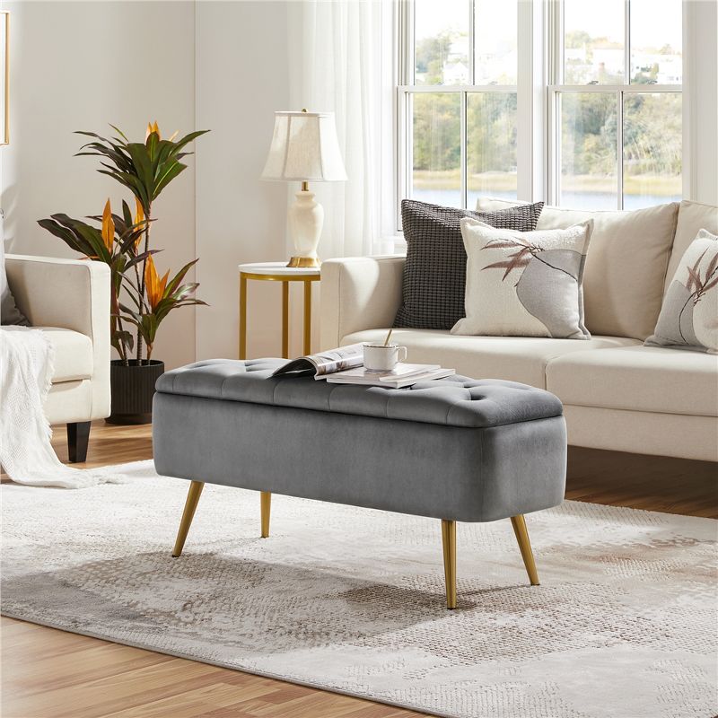 Yaheetech Modern Ottoman Footstool Bench with Storage Bench, 2 of 7